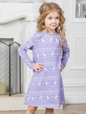 Платье "Зимний узор" - Размер 110 - Цвет фиолетовый - Картинка #2
